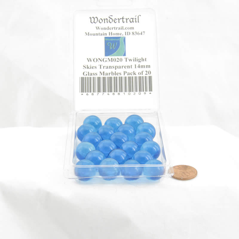 WONGM020 Twilight Skies Transparent 14mm Glass Marbles Pack of 20 Wondertrail (ONLINE ORDER ONLY)