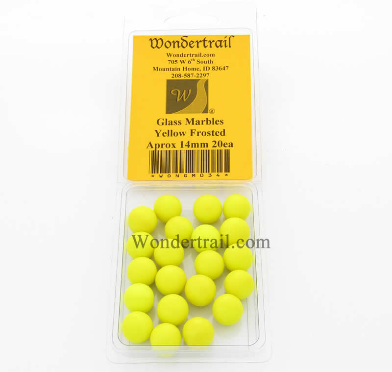 WONGM034 Yellow Frosted Marbels 14mm Glass Marbles Pack of 20 (ONLINE ORDER ONLY)
