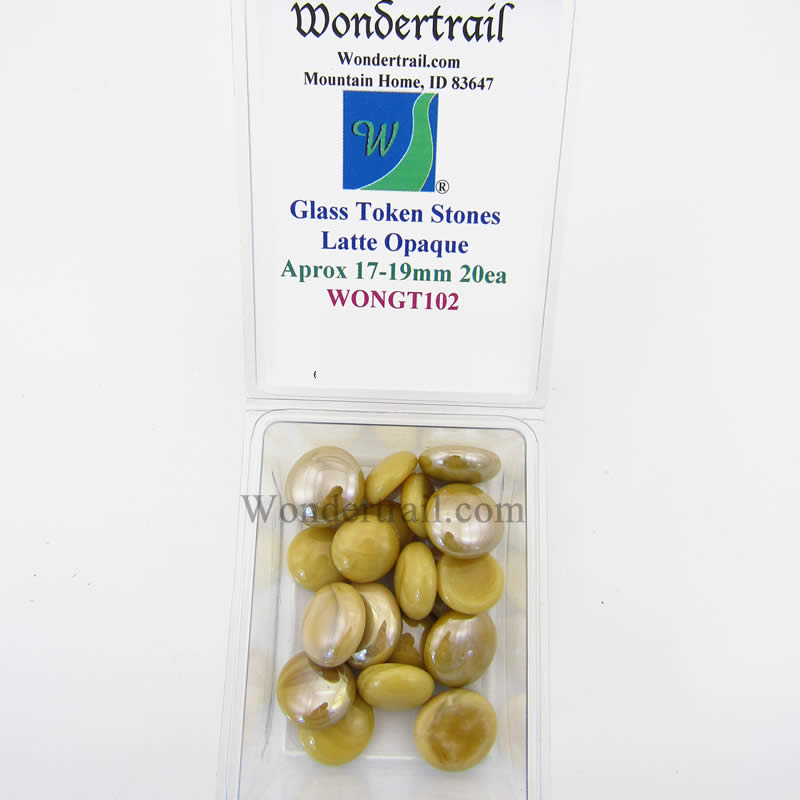 WONGT102 Latte Opaque Glass Tokens 17-19mm Aprox 23/32in Pack of 20 (ONLINE ORDER ONLY)