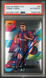 Graded 2023-24 Topps Finest UCC Lamine Yamal #50 Signed Rookie RC Soccer Card PSA Auto Auth Authentic COA