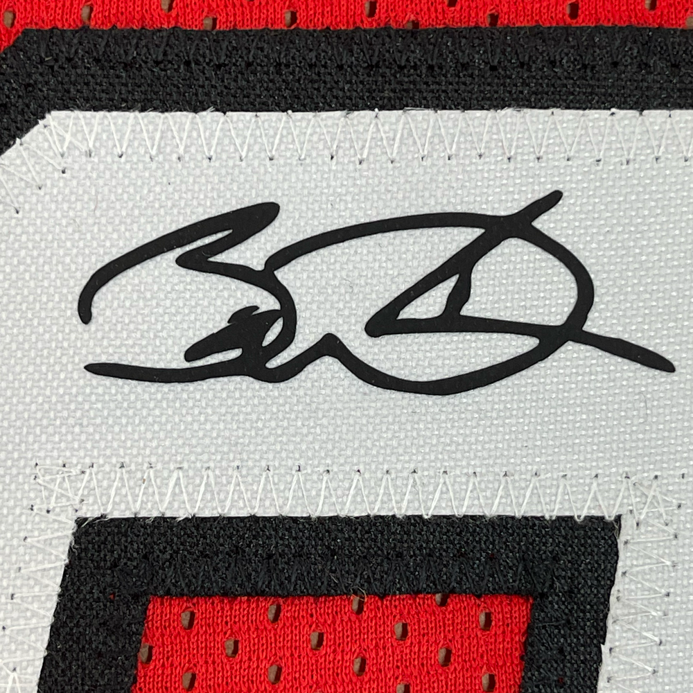 Framed Facsimile Autographed Dwyane Wade 35x39 Miami Red Reprint Laser Auto Basketball Jersey (ONLINE ORDER ONLY)