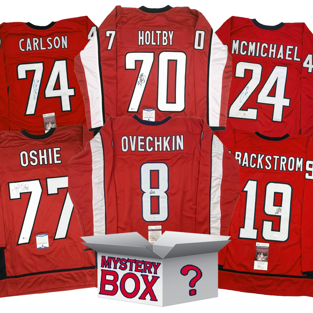 Autographed/Signed Washington Hockey Jersey Mystery Box with PSA JSA or Beckett COA (ONLINE ORDER ONLY)