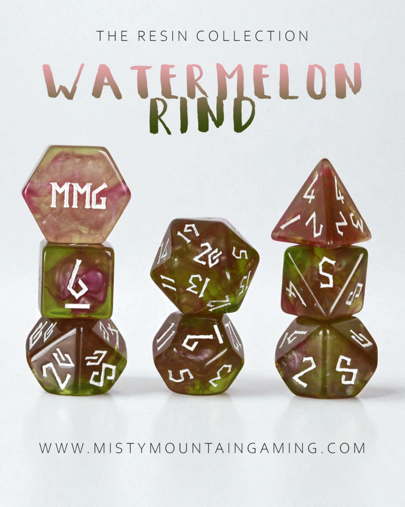 PRE-ORDER || Watermelon Rind Resin Dice Set