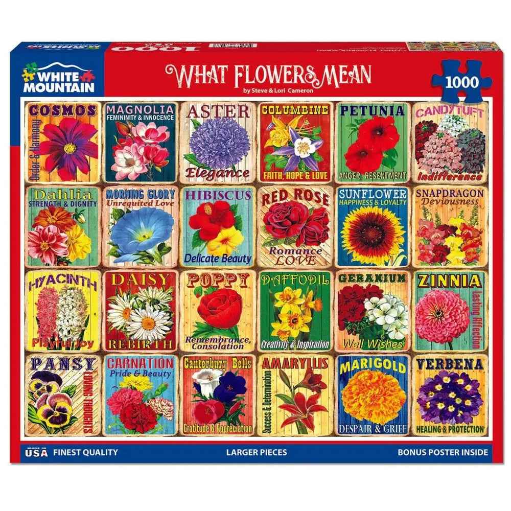 What Flowers Mean 1000 Piece Jigsaw Puzzle White Mountain (ONLINE ORDER ONLY)