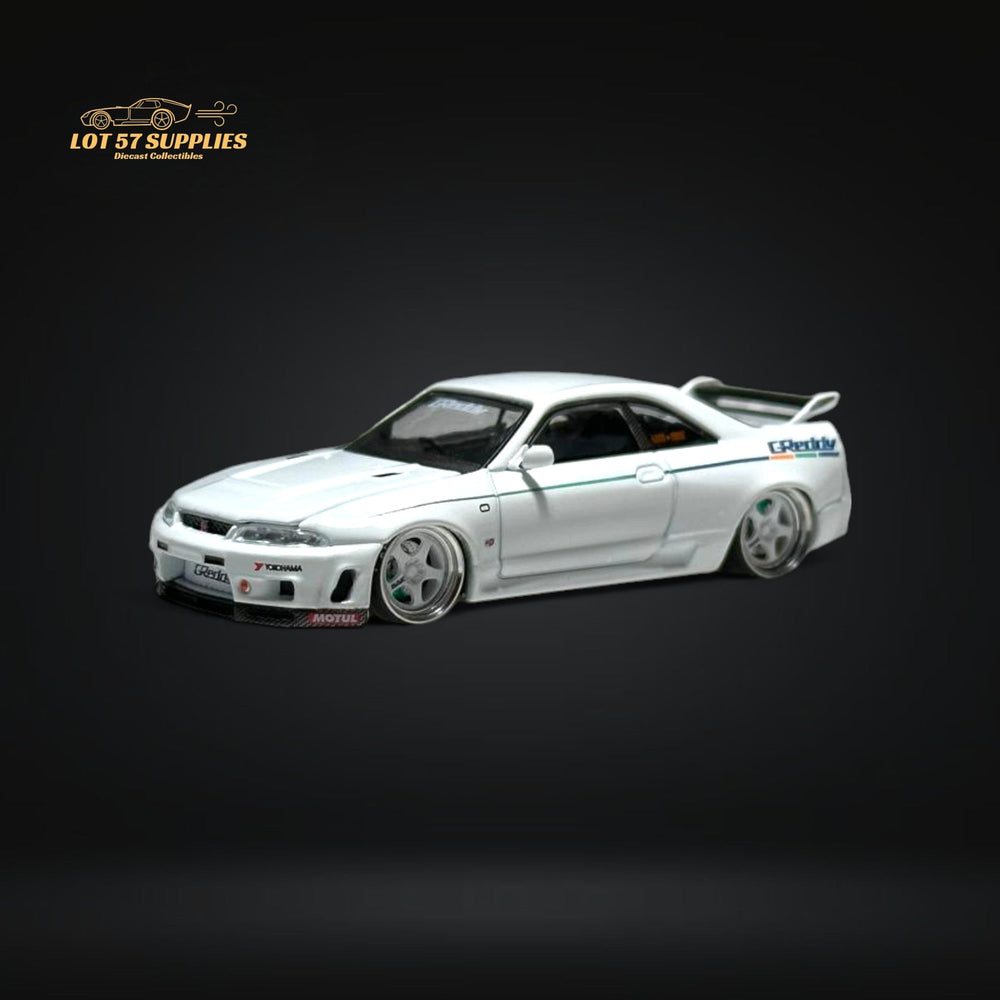 CUSTOM KAIDO Nissan Skyline GT-R R33 GREDDY V1 in White 1:64 KHMG113 (ONLINE ORDER ONLY)