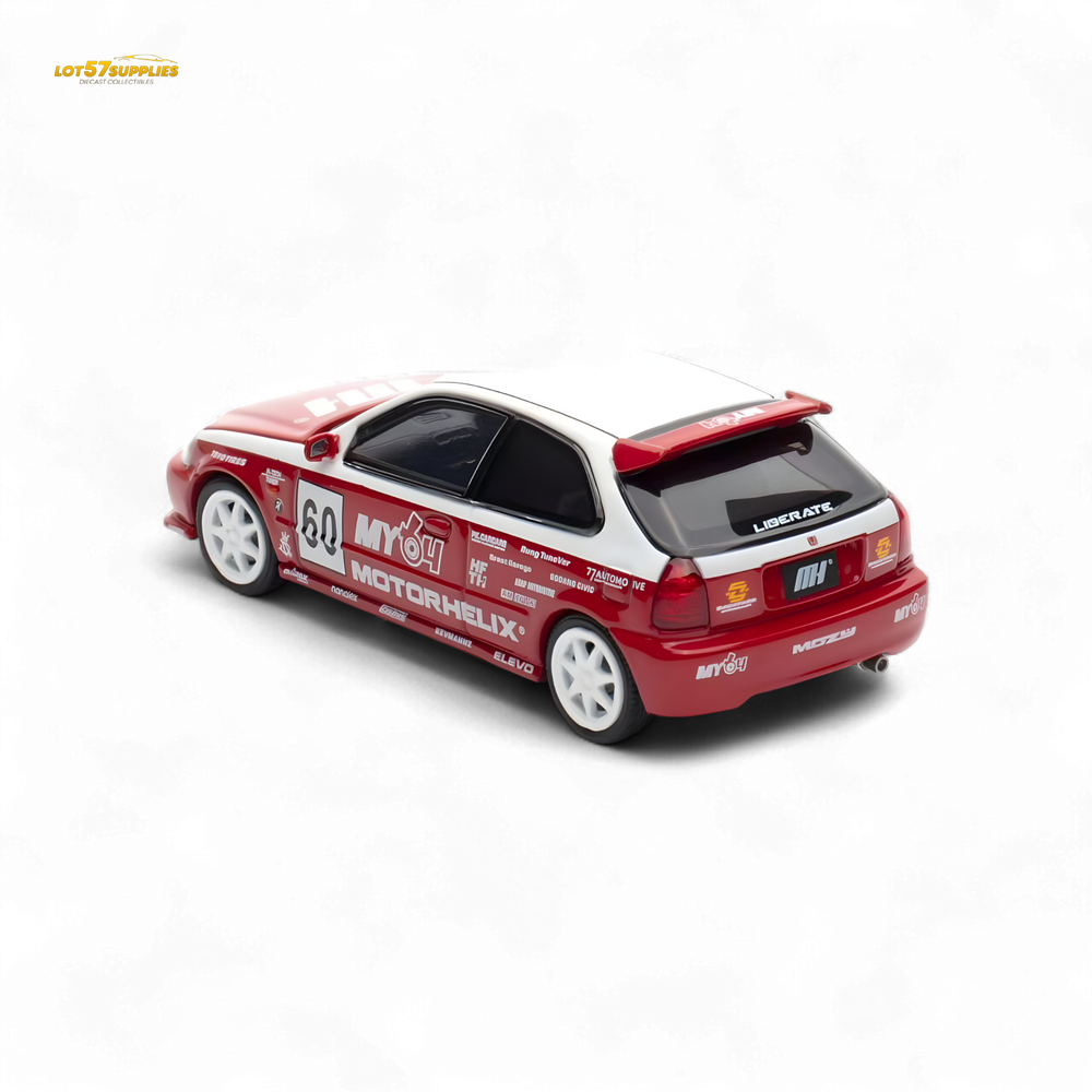 (Pre-Order) Motorhelix Honda Civic EK9 Malaysia Limited Edition - White - Red 1:64 (Online Order Only)