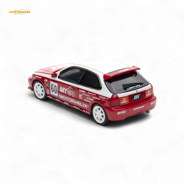 (Pre-Order) Motorhelix Honda Civic EK9 Malaysia Limited Edition - White - Red 1:64 (Online Order Only)