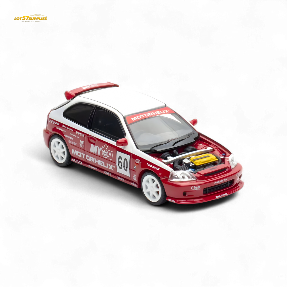 (Pre-Order) Motorhelix Honda Civic EK9 Malaysia Limited Edition - White - Red 1:64 (Online Order Only)