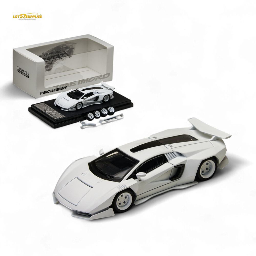 (Pre-Order) TimeMicro × PSC DESIGN 1/64 Countach V Ver. Mechanic PSC - White 1:64 (ONLINE ORDER ONLY)