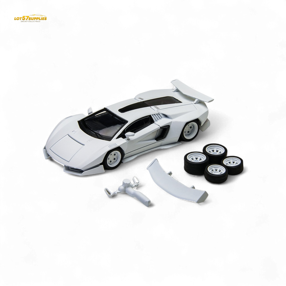 (Pre-Order) TimeMicro × PSC DESIGN 1/64 Countach V Ver. Mechanic PSC - White 1:64 (ONLINE ORDER ONLY)