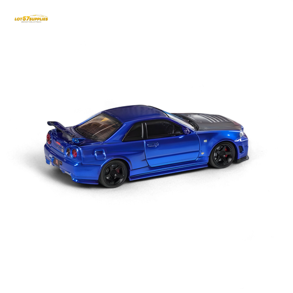 Fuji Skyline R34 GT-R Nismo Z-Tune - Bayside Blue with Carbon Hood 1:64 (ONLINE ORDER ONLY)