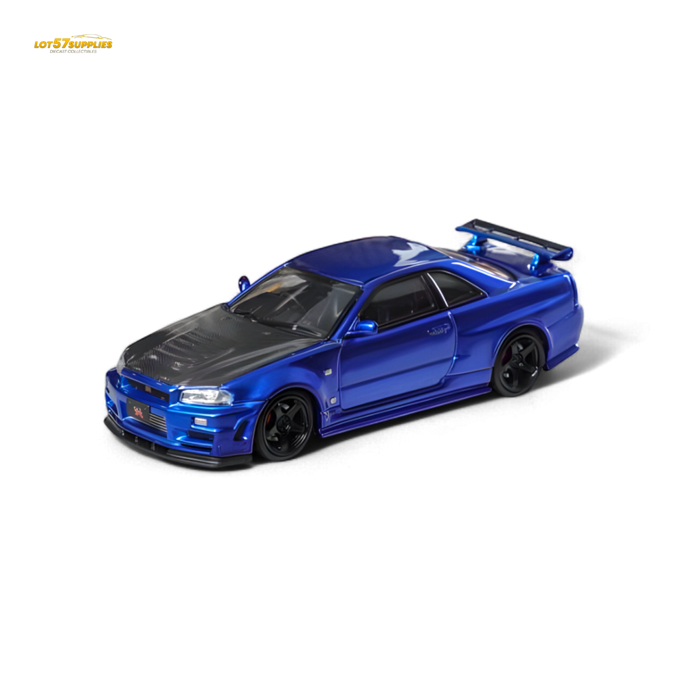 Fuji Skyline R34 GT-R Nismo Z-Tune - Bayside Blue with Carbon Hood 1:64 (ONLINE ORDER ONLY)