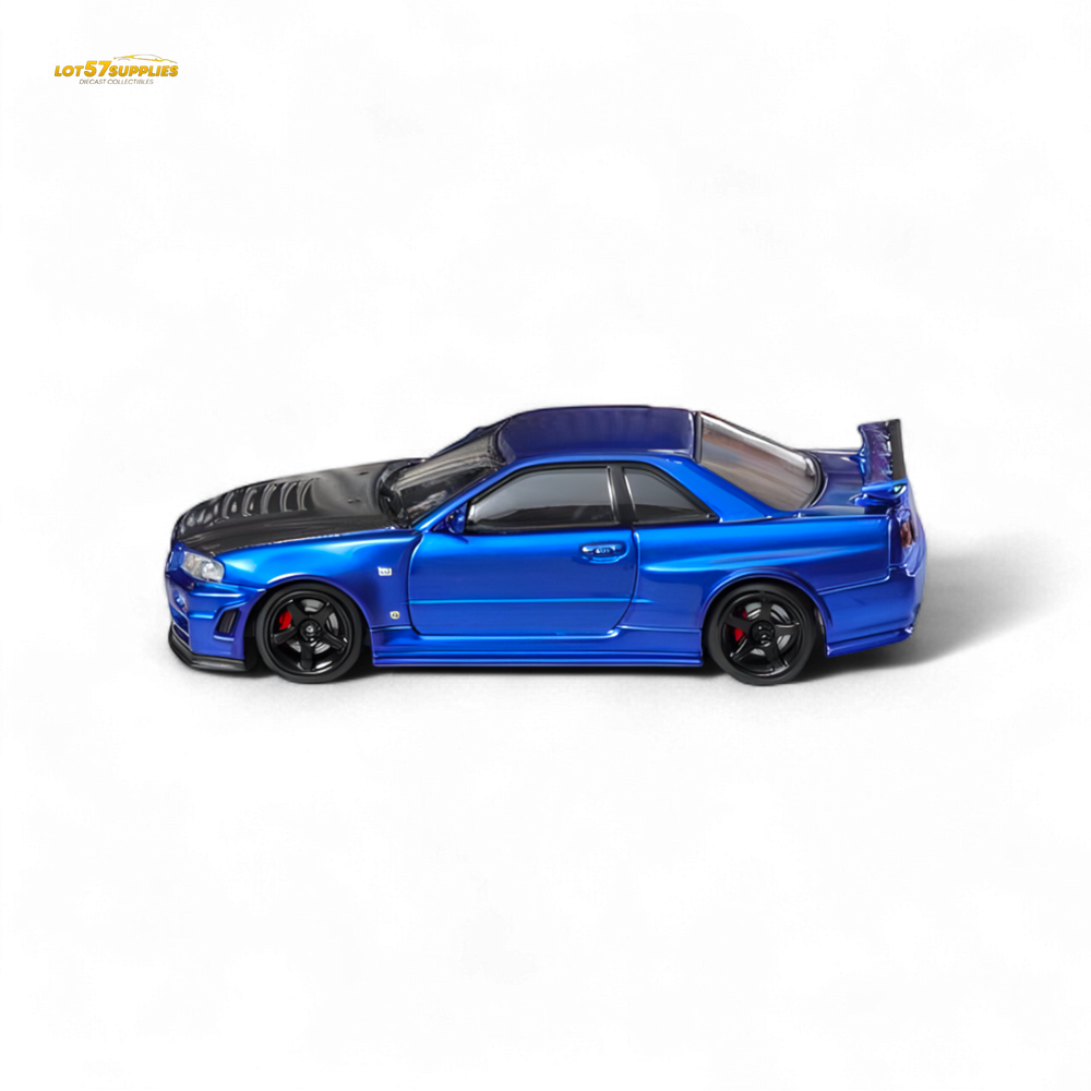 Fuji Skyline R34 GT-R Nismo Z-Tune - Bayside Blue with Carbon Hood 1:64 (ONLINE ORDER ONLY)