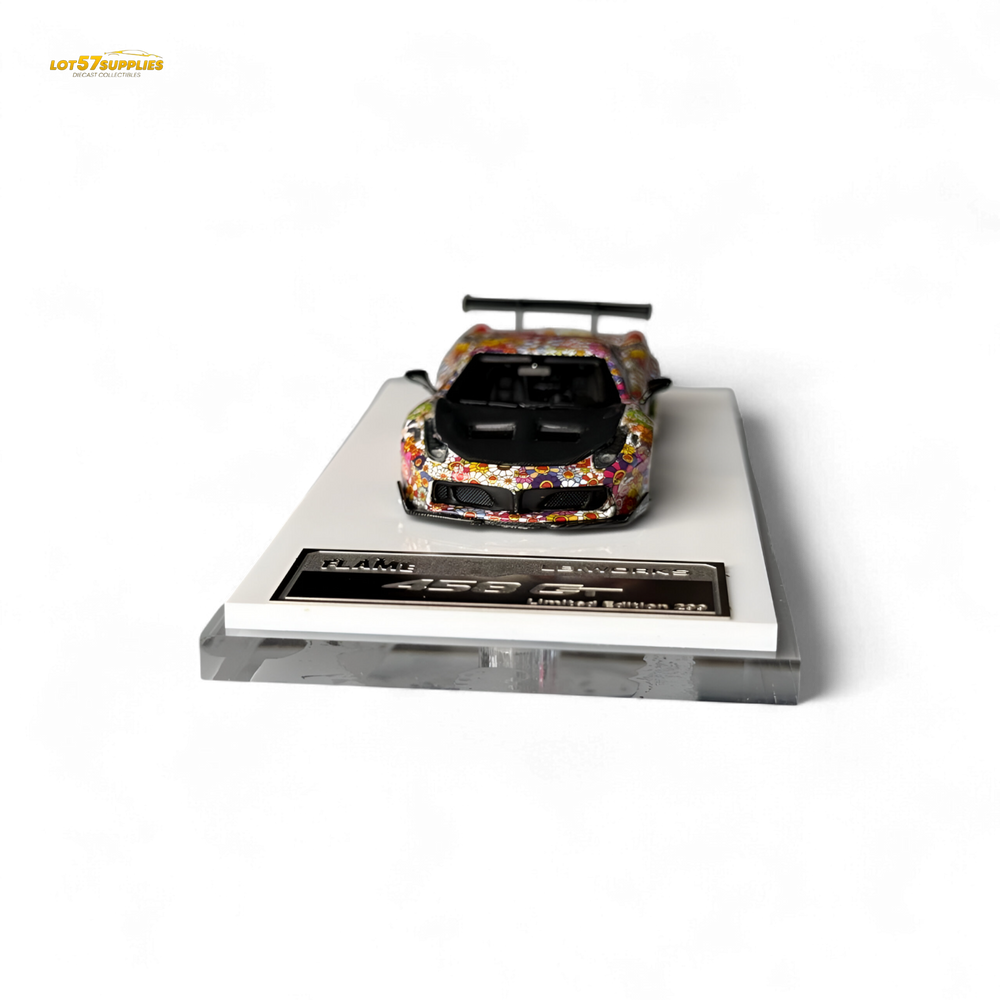 Flame Supercar LB458GT LB Wide-Body - Takashi Murakami Flower Livery - Glows in dark 1:64 Resin (ONLINE ORDER ONLY)
