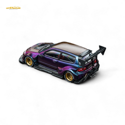 DCM Kevmannz 1996 EG6 Hatchback Gold Wheels - Chameleon - Long Spoiler 1:64 (ONLINE ORDER ONLY)