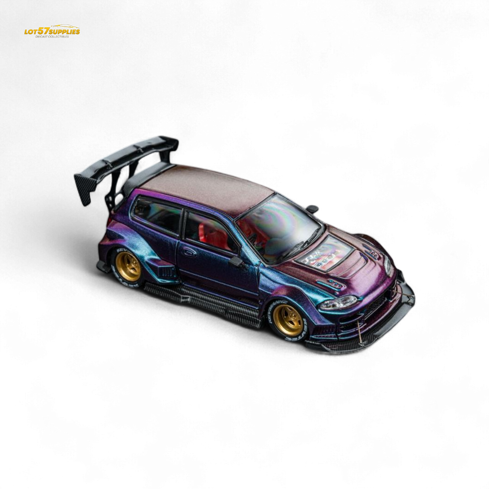 DCM Kevmannz 1996 EG6 Hatchback Gold Wheels - Chameleon - Long Spoiler 1:64 (ONLINE ORDER ONLY)