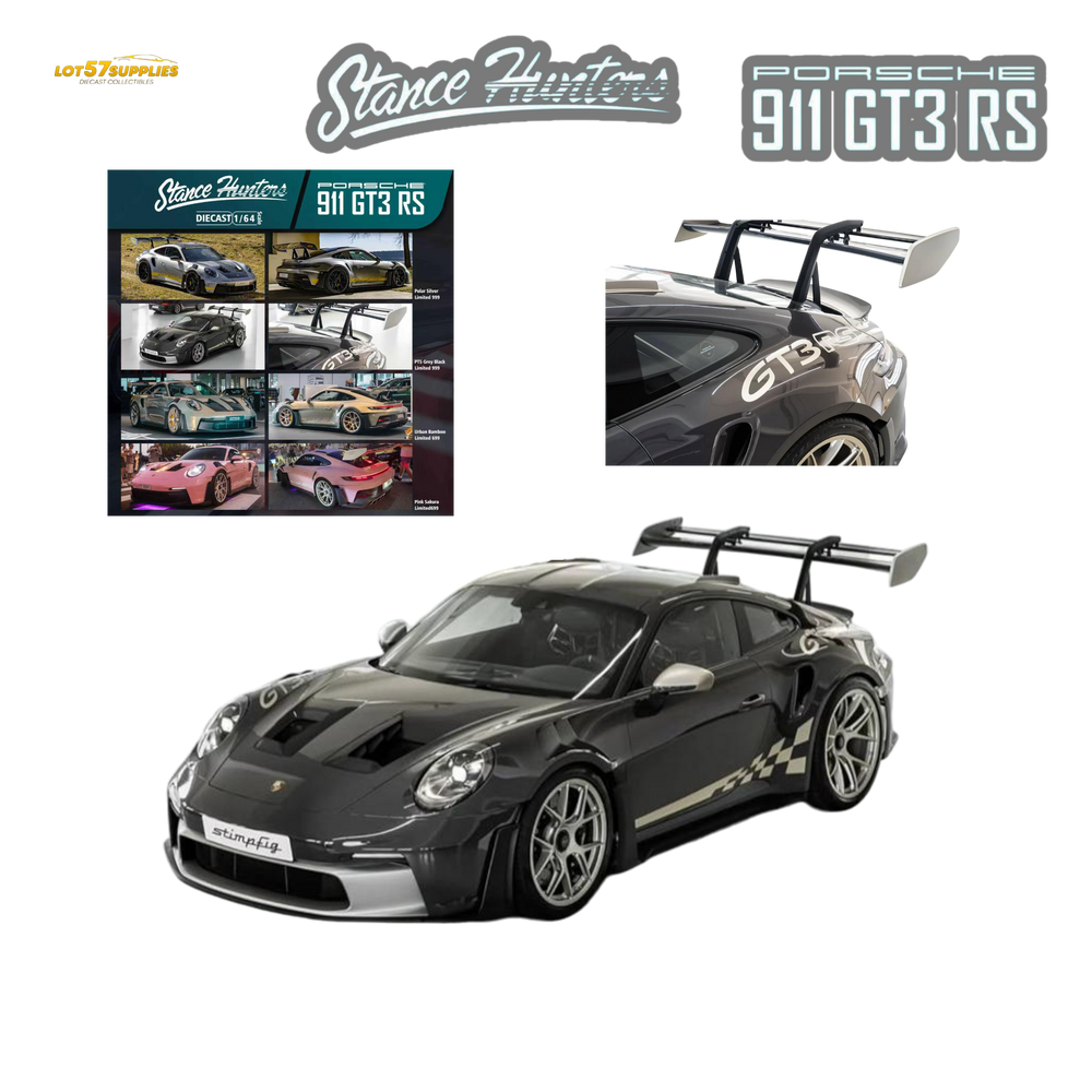 (Pre-Order) Stance Hunters Porsche 911 GT3 RS (992) - PTS Grey Black 1:64 (ONLINE ORDER ONLY)