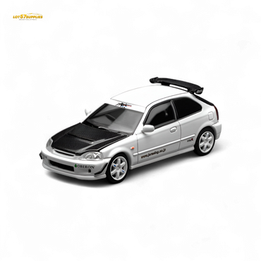 (Pre-Order) Motorhelix Honda Civic Type R (EK9) - J's Racing Livery White 1:64 (ONLINE ORDER ONLY)