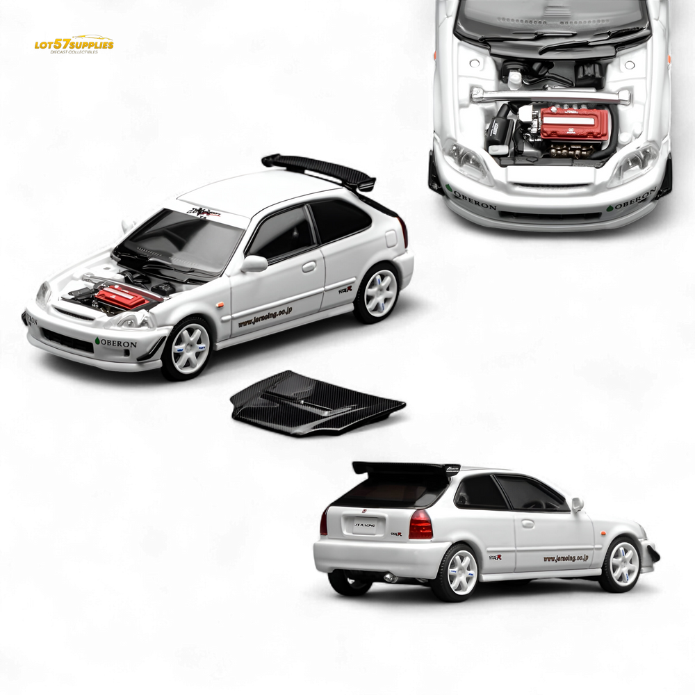 (Pre-Order) Motorhelix Honda Civic Type R (EK9) - J's Racing Livery White 1:64 (ONLINE ORDER ONLY)