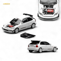 (Pre-Order) Motorhelix Honda Civic Type R (EK9) - J's Racing Livery White 1:64 (ONLINE ORDER ONLY)