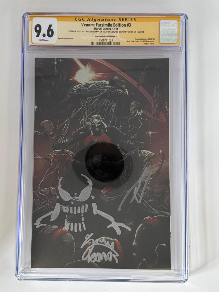 [REMARK | SIGNED DONNY CATES | RYAN STEGMAN][FOIL] VENOM #3 UNKNOWN COMICS EXCLUSIVE FACSIMILE STEGMAN VIRGIN NYCC VAR [CGC 9.6 YELLOW LABEL][IN STOCK] (ONLINE ORDER ONLY)