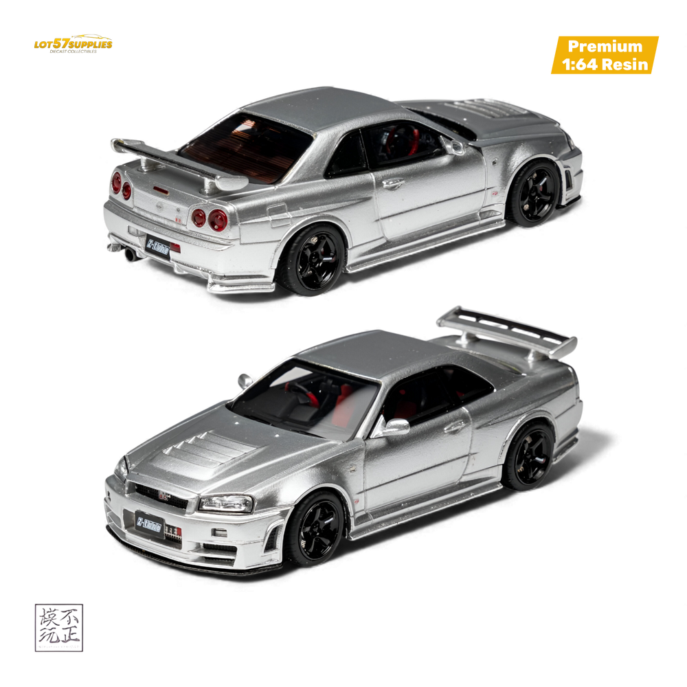 Car's Lounge Skyline GT-R R34 NISMO Z-TUNE - Z-TUNE Silver 1:64 (ONLINE ORDER ONLY)