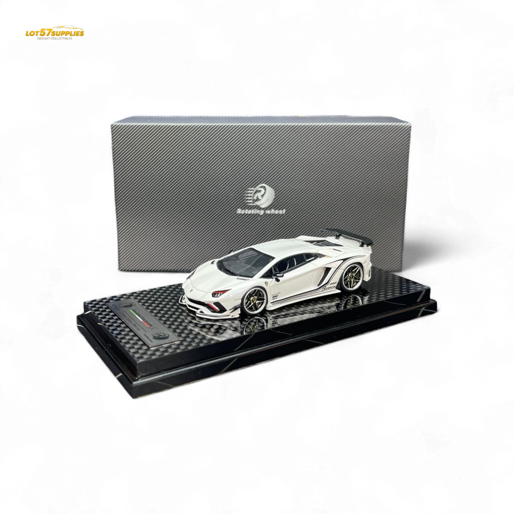 (Pre-Order) Rotating Wheel Rowen Aventador S - Pearl White 1/64 (ONLINE ORDER ONLY)