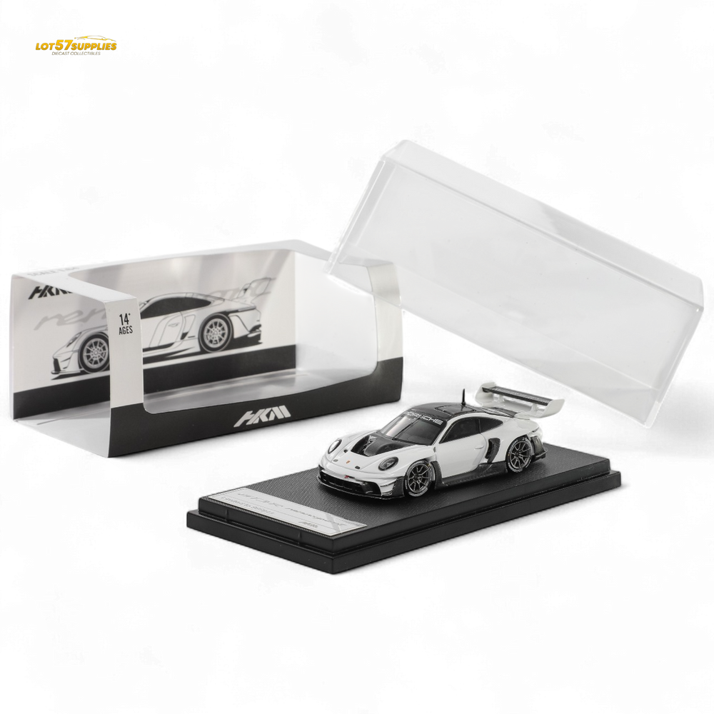 (Pre-Order) HKM 911 (992) GT3 R Rennsport - White/Carbon Hood 1:64 (ONLINE ORDER ONLY)
