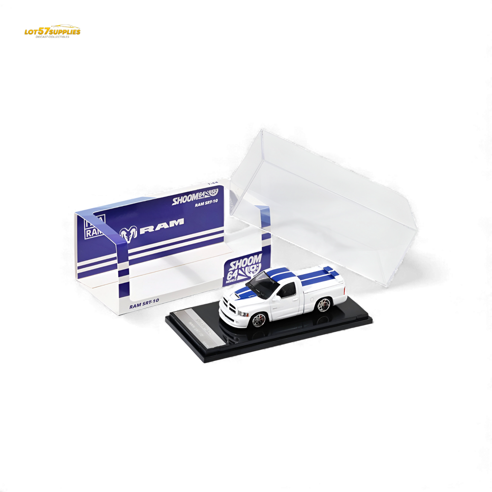 (Pre-Order) GCD Dodge RAM SRT-10 - White Blue Stripe (LHD) 1:64 (ONLINE ORDER ONLY)