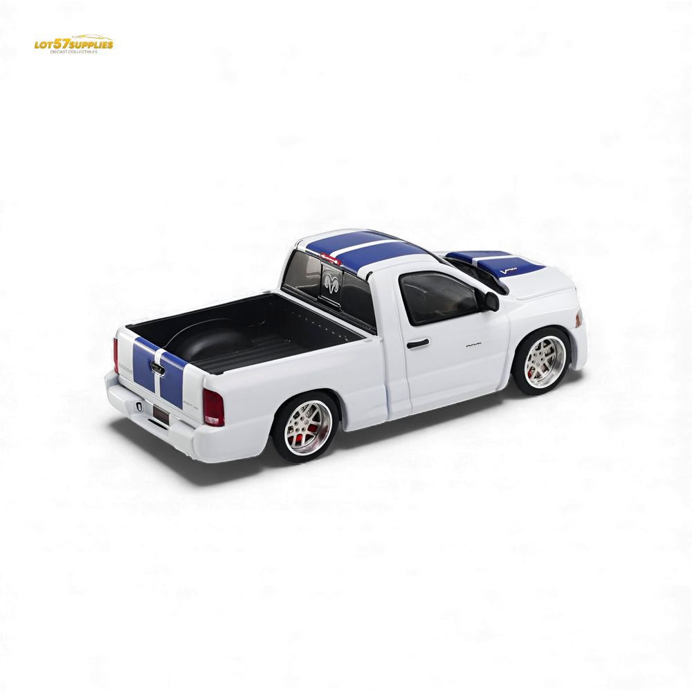 (Pre-Order) GCD Dodge RAM SRT-10 - White Blue Stripe (LHD) 1:64 (ONLINE ORDER ONLY)