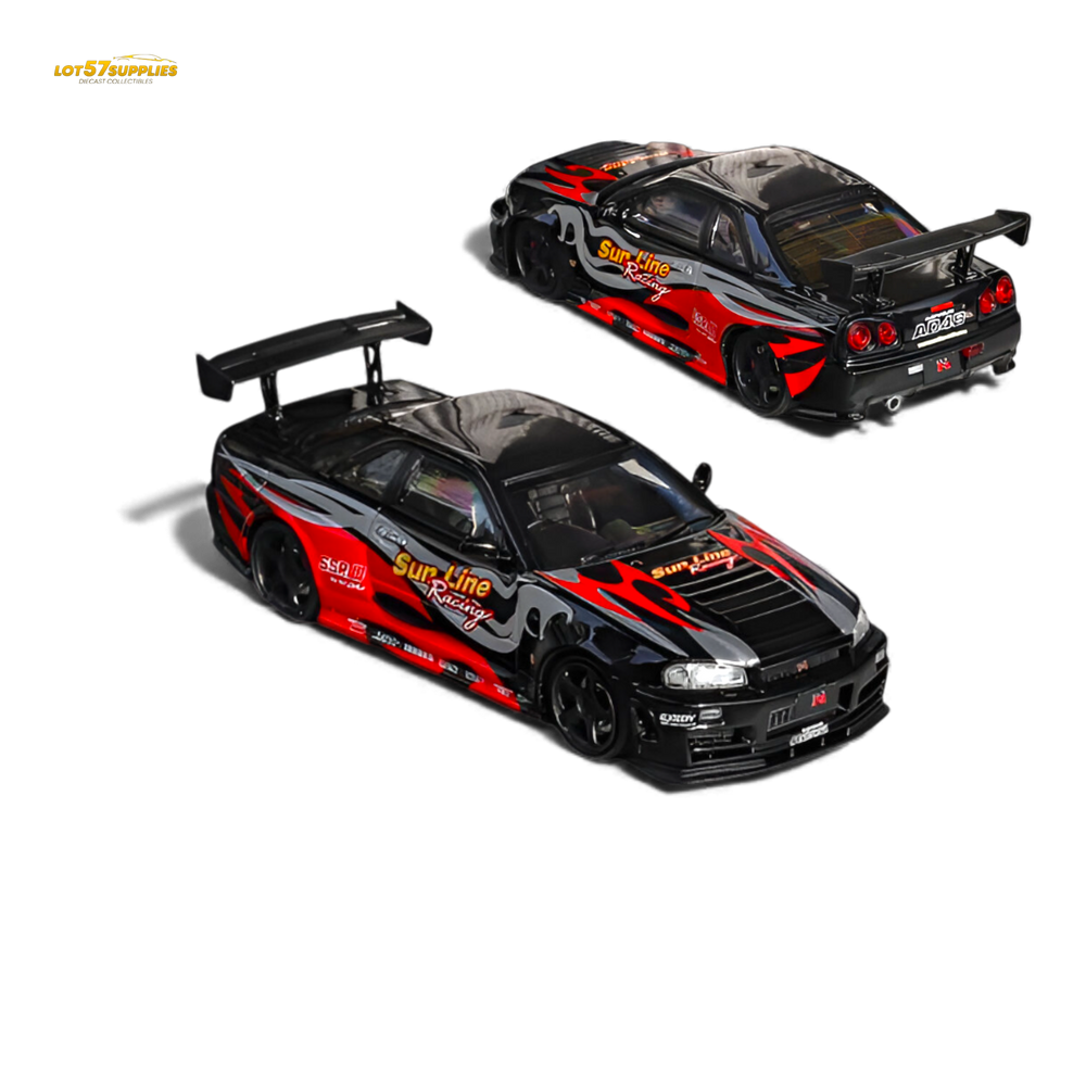 (Pre-Order) Fuji Skyline R34 GT-R Nismo Z-Tune - Black Red Flame 1:64 (ONLINE ORDER ONLY)