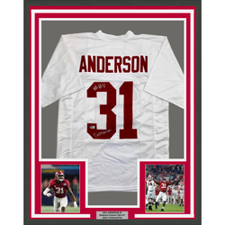 Framed Autographed/Signed Will Anderson "Terminator" 35x39 Alabama White College Football Jersey Beckett BAS COA
