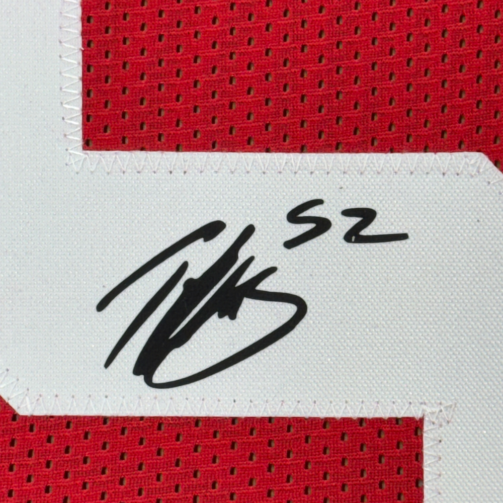 Framed Facsimile Autographed Patrick Willis 35x39 San Francisco Red Reprint Laser Auto Football Jersey (ONLINE ORDER ONLY)