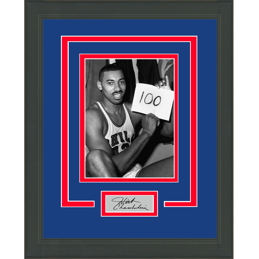 Framed Wilt Chamberlain Facsimile Laser Engraved Signature Auto Philadelphia 76ers 11x14 Basketball Photo (ONLINE ORDER ONLY)