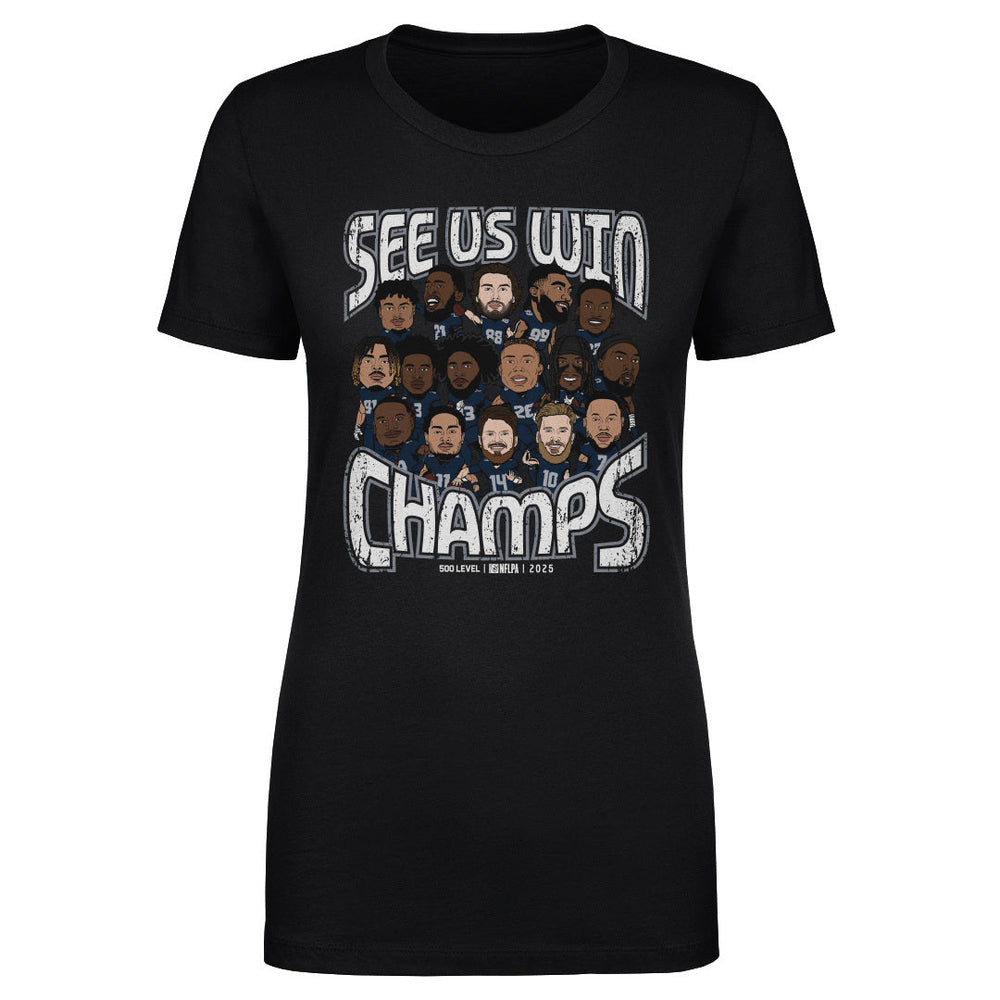 Seattle Football 2025 Champs Cartoon WHT (ONLINE ORDER ONLY)