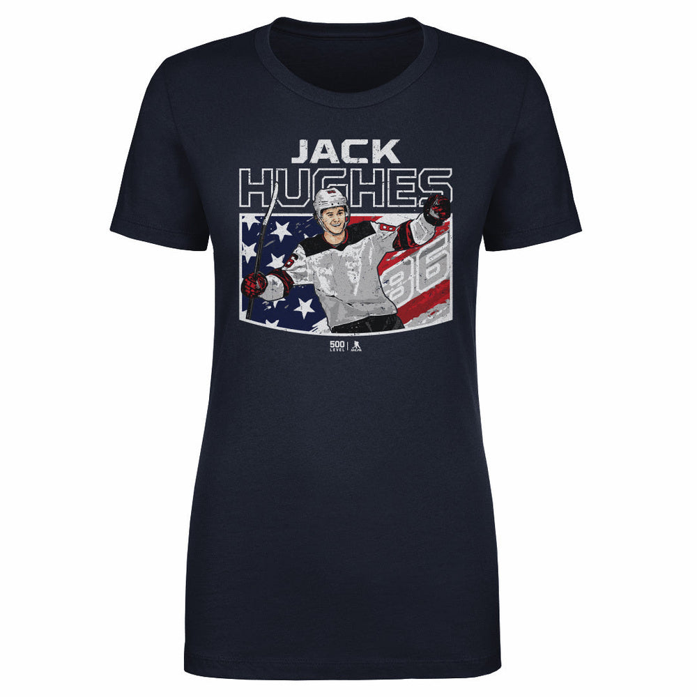 Jack Hughes New Jersey American Flag WHT (ONLINE ORDER ONLY)