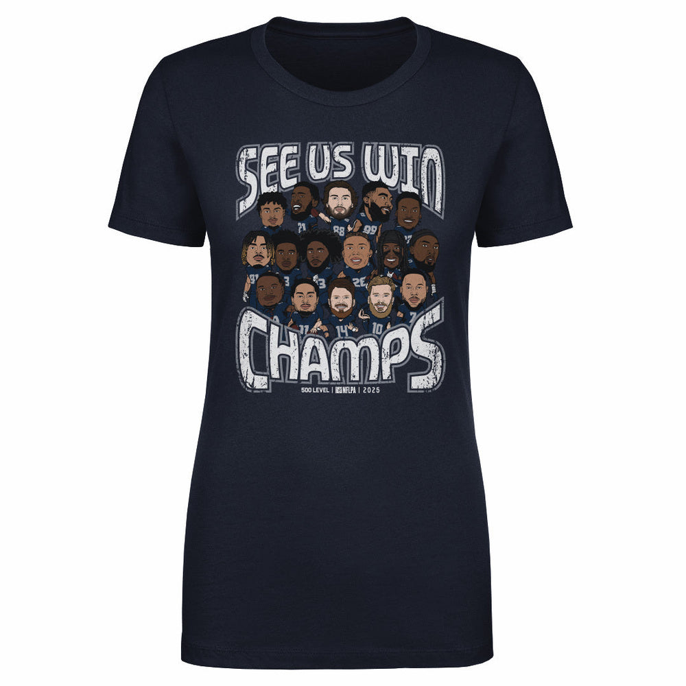 Seattle Football 2025 Champs Cartoon WHT (ONLINE ORDER ONLY)