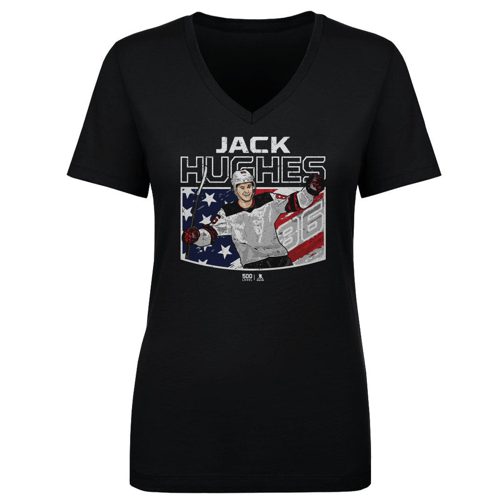 Jack Hughes New Jersey American Flag WHT (ONLINE ORDER ONLY)