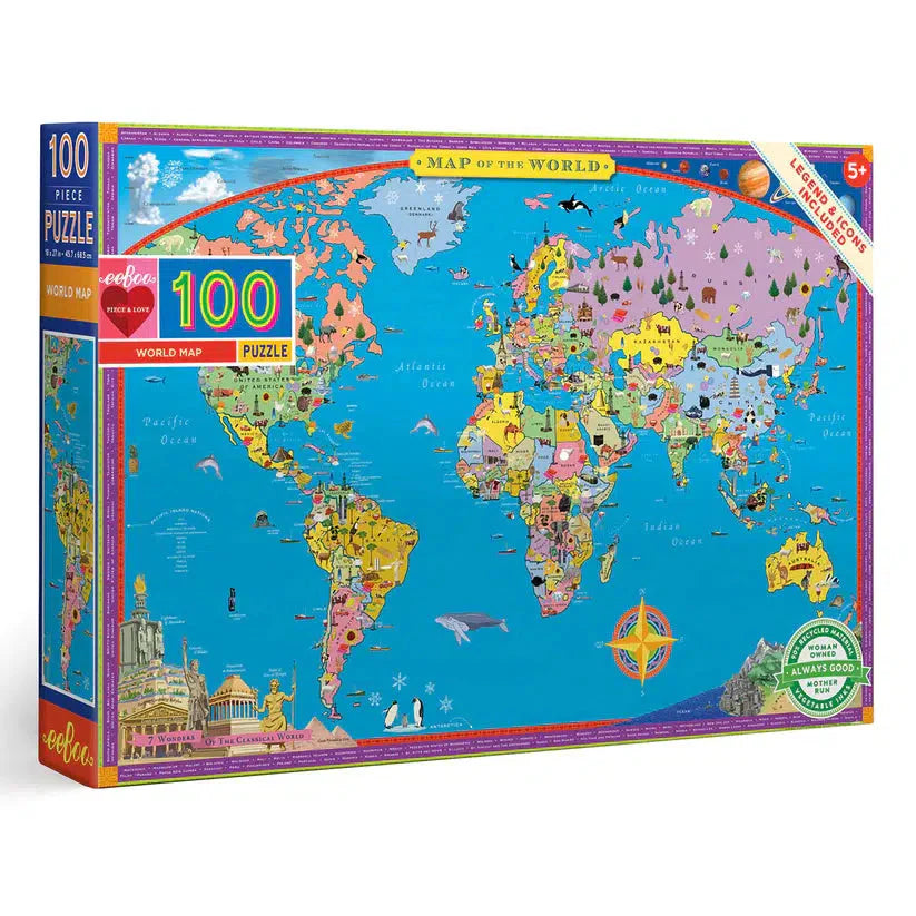 World Map 100 Piece Jigsaw Puzzle eeBoo (ONLINE ORDER ONLY)