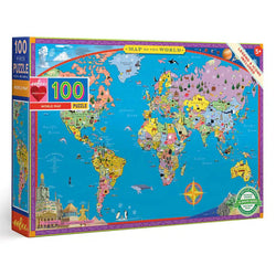 World Map 100 Piece Jigsaw Puzzle eeBoo (ONLINE ORDER ONLY)