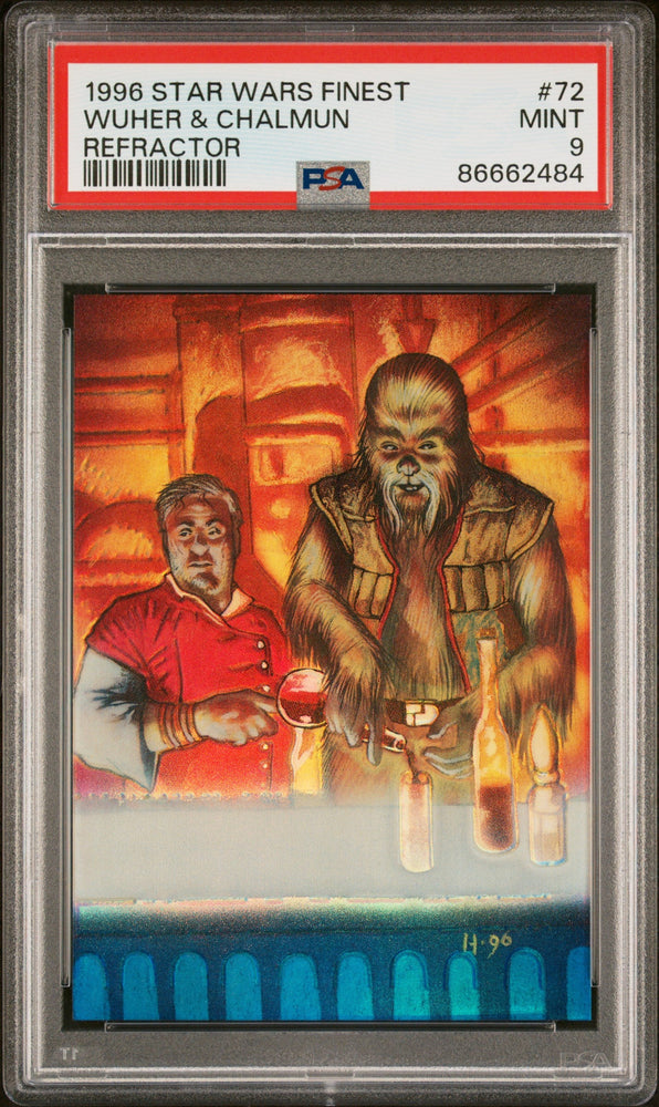 1996 STAR WARS FINEST WUHER & CHALMUN REFRACTOR #72 - PSA 9 (Online Order Only)
