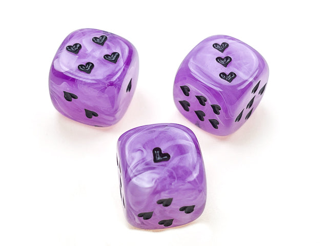 Heart 16mm Cirrus® w/pips Purple/black d6 | Heart Dice (Online Only)