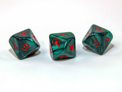 Pearlescent Ankh Numbered 2-10 w/Ankh on one side d10 Green/red numbers (Online Only)