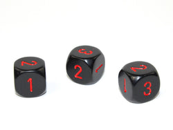 Opaque 16mm d3 (d6 w/1-2-3 twice) Black/red (sold per piece) (Online Only)