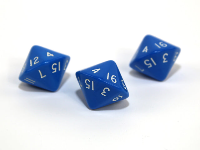 Opaque d16 Blue/white Sixteen Sided Dice DnD Rpg Dice (sold per die) XQ1606 (Online Only)