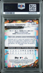 Graded 2024 Topps Finest Yoshinobu Yamamoto #50 Refractor Rookie RC Baseball Card PSA 10 Gem Mint