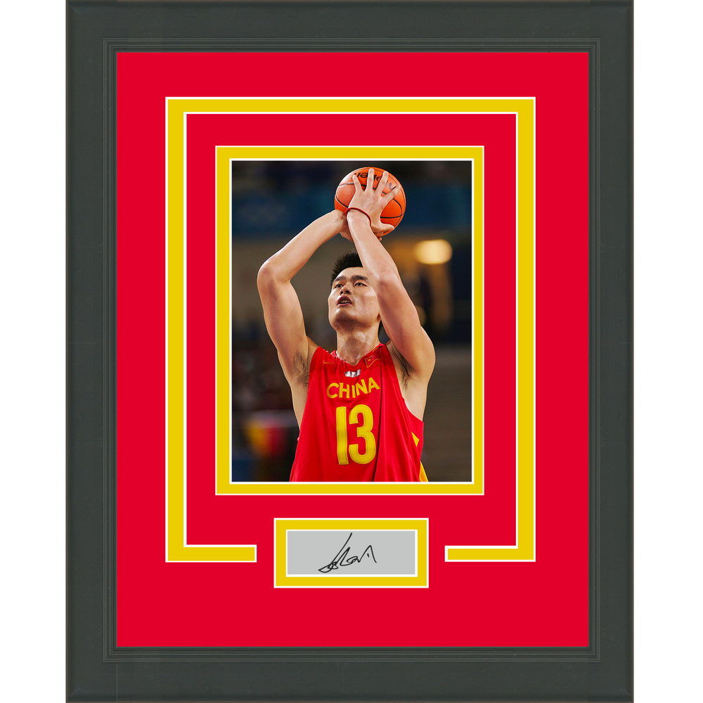 Framed Yao Ming Facsimile Laser Engraved Signature Auto China Olympics 11x14 Basketball Photo (ONLINE ORDER ONLY)