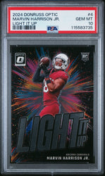 Graded 2024 Panini Donruss Optic Marvin Harrison Jr #4 Light It Up Rookie RC Football Card PSA 10 Gem Mint (ONLINE ORDER ONLY)