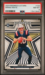 Graded 2024 Panini Rookies & Stars Drake Maye #129 Rookie RC Football Card PSA 8 Near Mint (ONLINE ORDER ONLY)