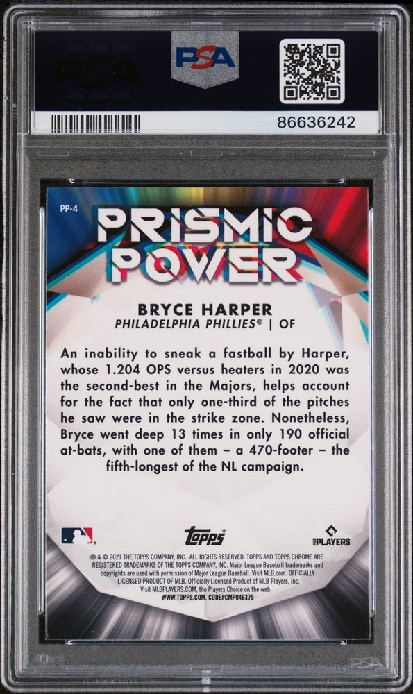 2021 TOPPS CHROME PRISMIC POWER BRYCE HARPER #PP4 - PSA 10 (Online Order Only)